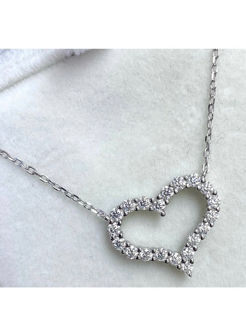 1une S925 Necklace ''BE MY LOVE'' Heart Shaped, 45+5cm, Zirconia Stones - Image 2